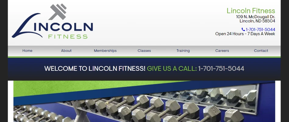 Image of lincolnfitnessnd.com website